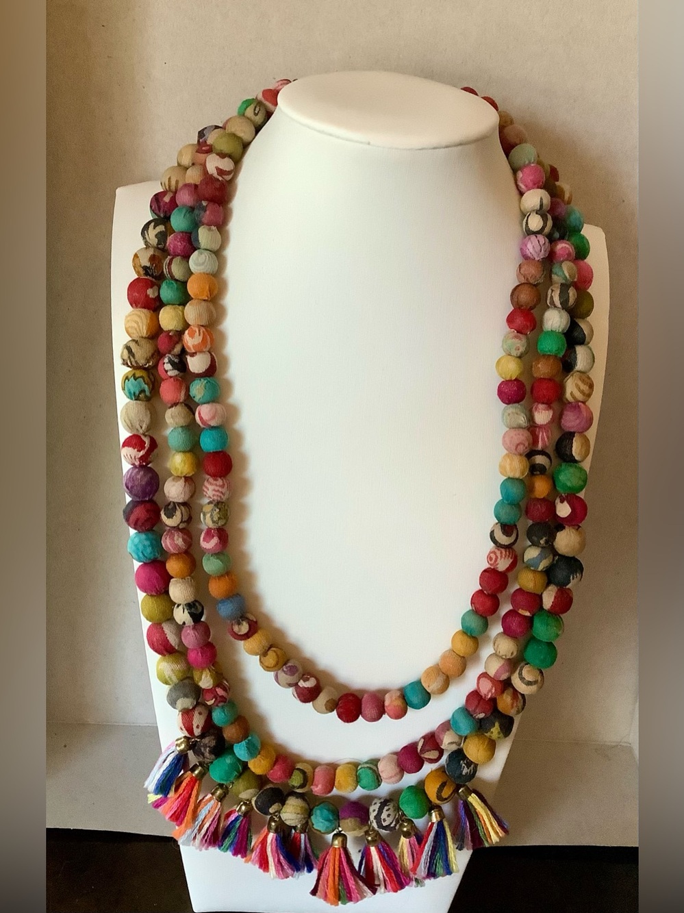 Handmade Multicolor Beaded Tassel Necklace - Women Jewelry